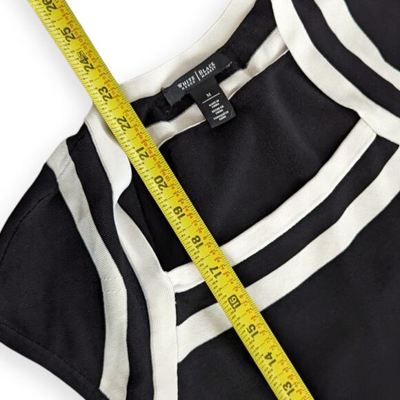 WHBM Women's Square Neck Cap Sleeve Stretch Colorblock Top - Picture 6 of 6